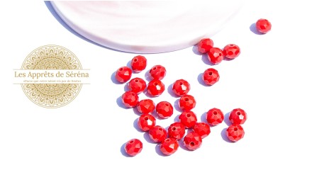perles 8x6mm rouge