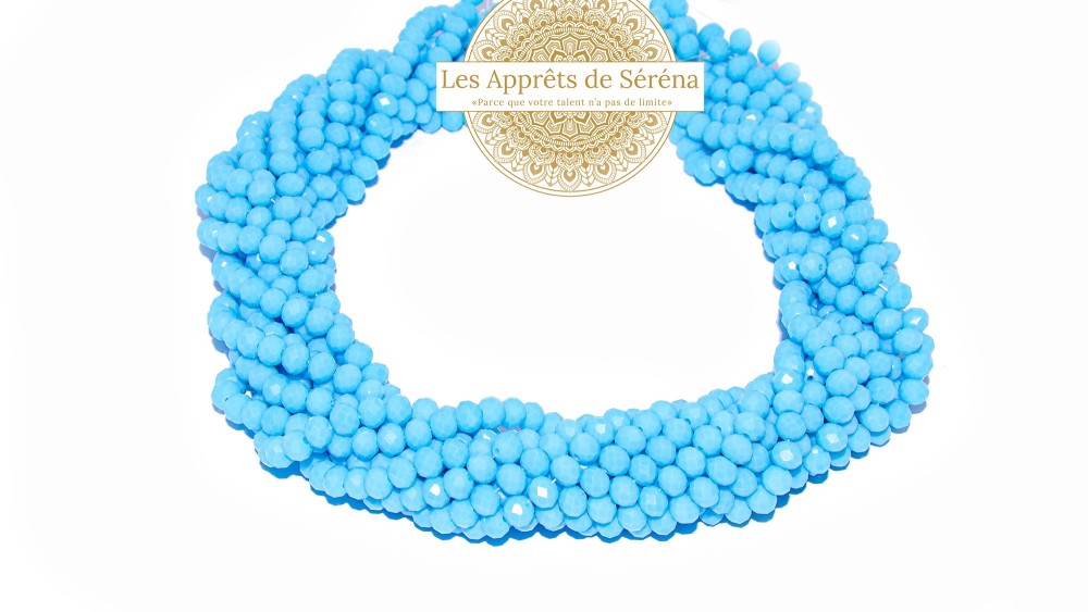 50 Perles abaques à facettes 6x5mm turquoise