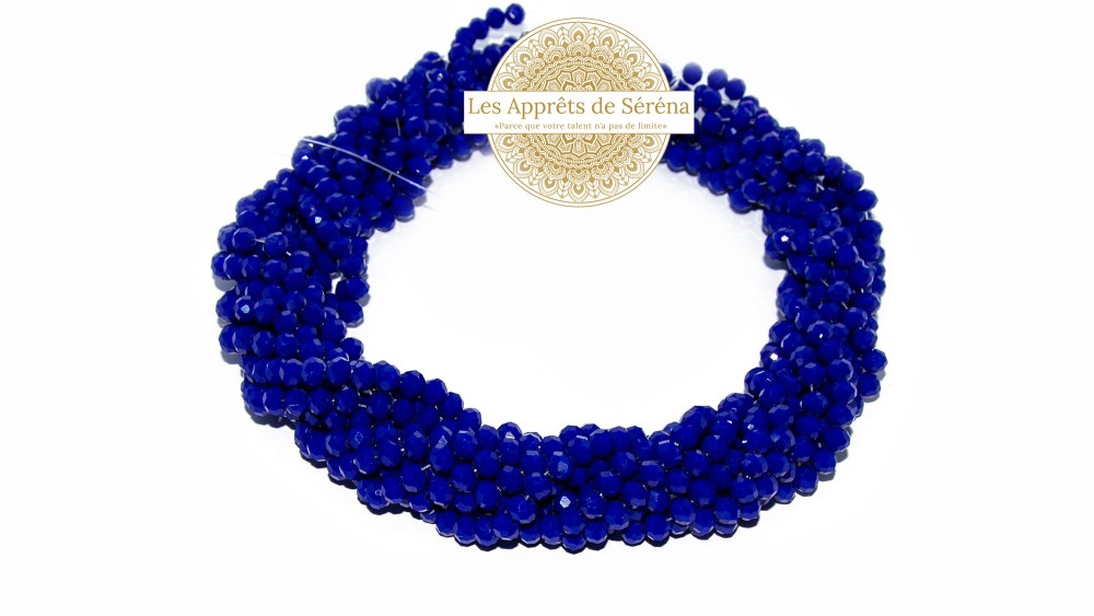 50 Perles abaques à facettes 6x5mm bleu marine