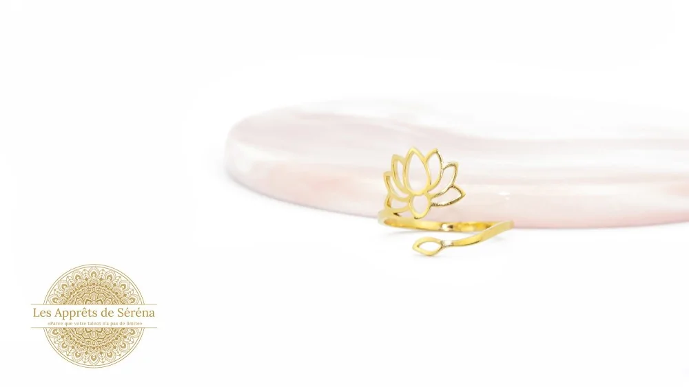 Support bague lotus pour pendentifs en acier 304 doré