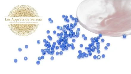Perles abaques verre à facettes 4x3mm bleu jean AB