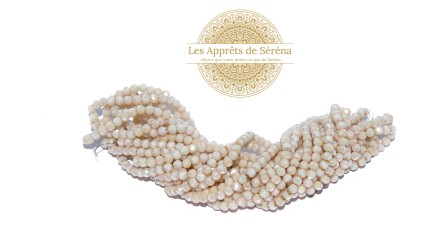 Perles verre abaques à facettes 4x3mm ivoire AB