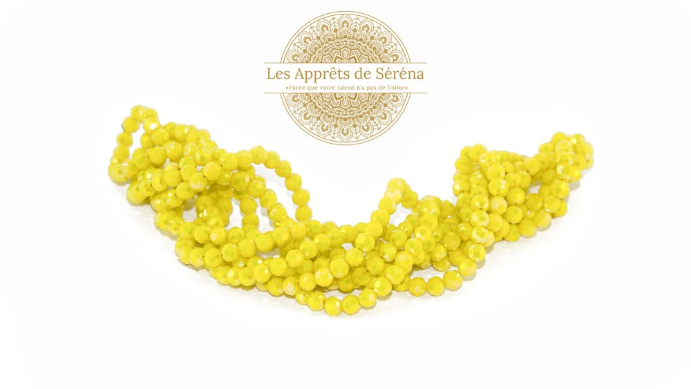 Perles verre abaques à facettes 4x3mm jaune AB