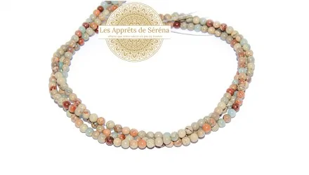 50 Perles lisses 4x2mm en jaspe aquaterra naturelle