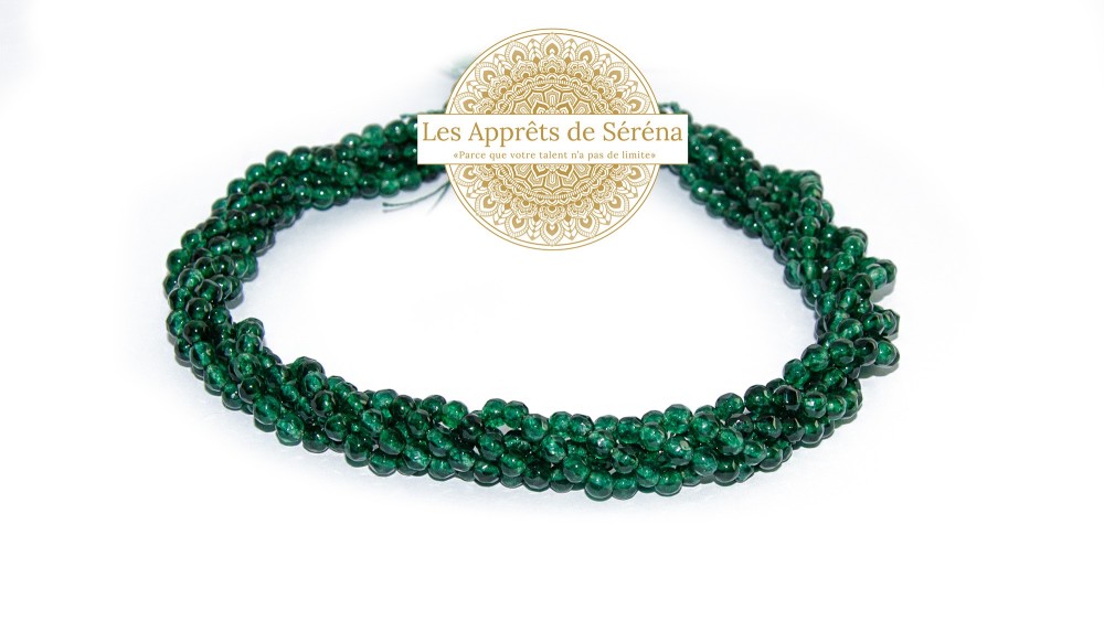 50 Perles à facettes 4x2mm en jade naturelle teintée vert foncé