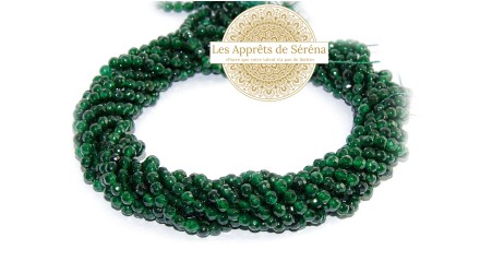 50 Perles à facettes 4x2mm en jade naturelle teintée vert forêt