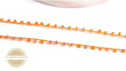 Fil coton perlé de rocailles orange 2mm