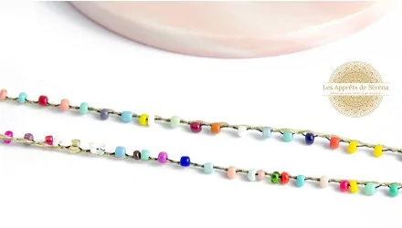 Fil coton perlé de rocailles multicolores 2mm