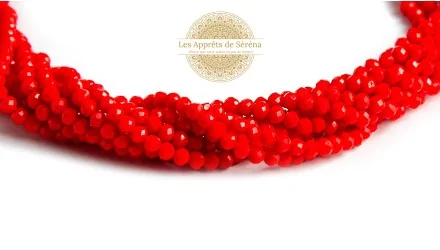 Perles abaques à facettes 3x2mm rouges cherry