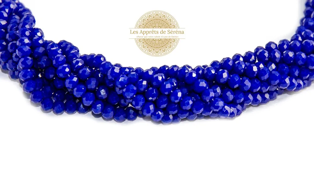 Perles abaques à facettes 3x2mm bleu marine