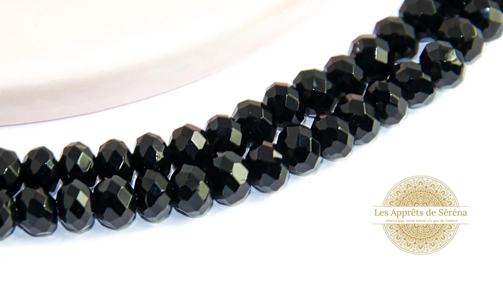 50 Perles à facettes 4x2mm en jade naturelle teintée noire