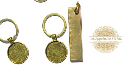 Porte clés support cabochon 25mm ou résine couleur or