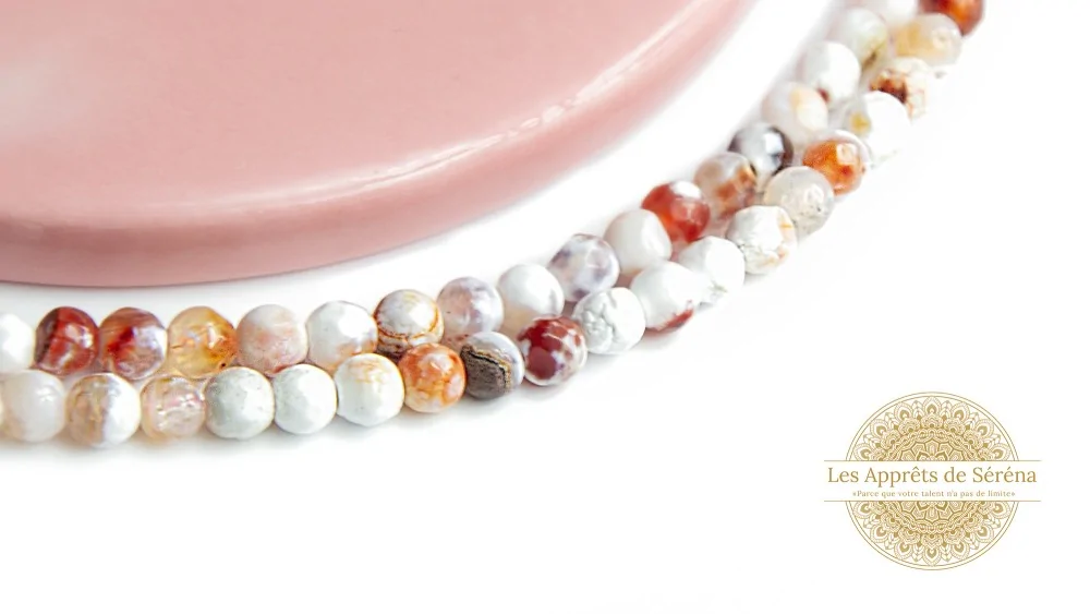 50 Perles abaques à facettes 4x2mm en agate de feu naturelle teintée orange